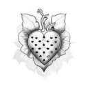 Heart with grapes inside and leaves  tattoo design idea