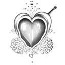 heart with grapes and wine glass inside tattoo design idea