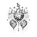 heart with grapes and wine glass inside tattoo design idea