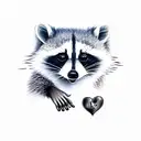 cartoon raccoon with an arm tattoo that says "I ❤️ Weasels" tattoo design idea