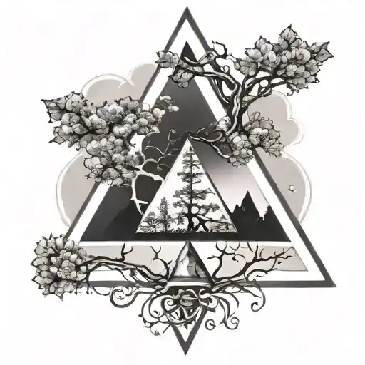 Upside down triangle with a tree tattoo design idea