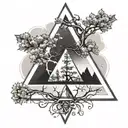 Upside down triangle with a tree tattoo design idea