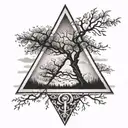 Upside down triangle with a tree tattoo design idea