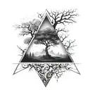 Upside down triangle with a tree tattoo design idea