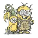 banana and minion tattoo design idea