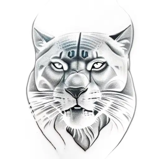 black panther sitting on a rock tattoo design idea