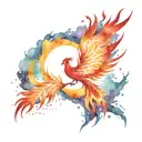 red orange flames phoenix rising from the ashes rain  tattoo design idea