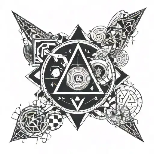 random geometric shapes by pink floyd tattoo design idea