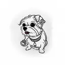 Maltese dog in cartoon style smoking a cigar tattoo design idea