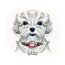 Maltese dog in cartoon style smoking a cigar tattoo design idea
