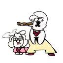 Maltese dog in cartoon style smoking a cigar tattoo design idea