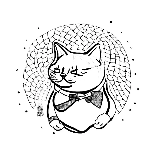 fat cat tattoo design idea