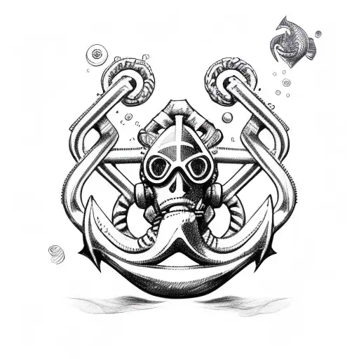 bjj, anchor, ocotopus head, scuba diver tattoo design idea