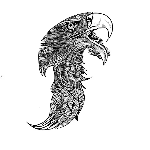 White paper eagle tattoo with black and white shadow with cross and flora,  tattoo clipart - Clip Art Library