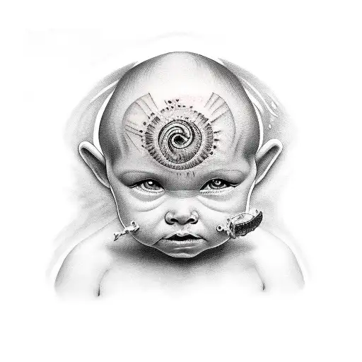 Demonic baby tattoo design idea