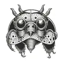 animal beatle with mask split in half and two eyes tattoo design idea