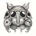 animal beatle with mask split in half and two eyes tattoo design idea