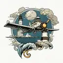 airplane and lighthouse tattoo design idea