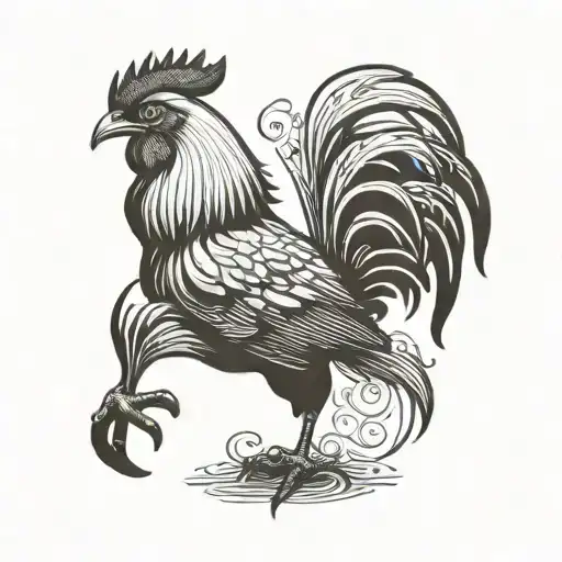fighting rooster tattoo design idea