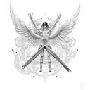 track and field  with hermes wings tattoo design idea