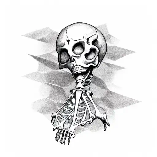 book held open with skeleton hands tattoo design idea