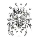 a book being held open with skeleton hands tattoo design idea