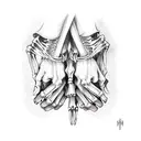 a book being held open with skeleton hands tattoo design idea