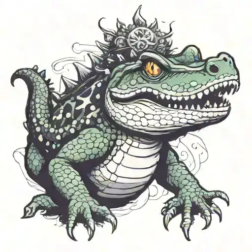 Draw a sketch for Chukovsky’s fairy tale, where the crocadile cursed the sun tattoo design idea