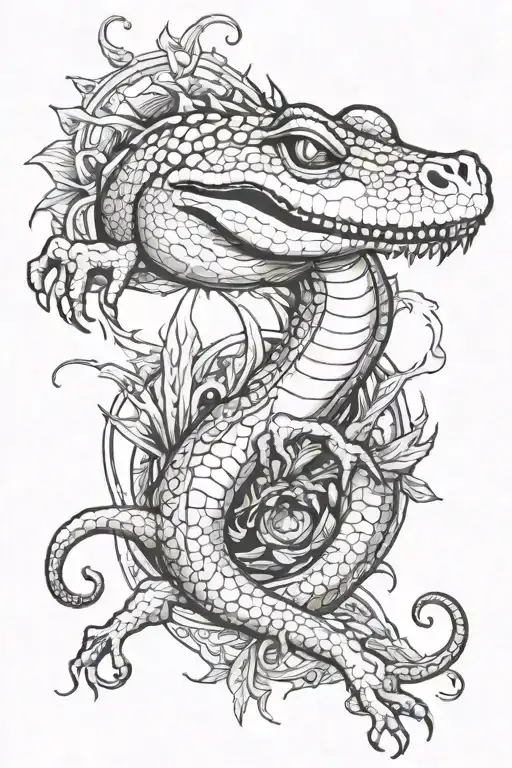 Draw a sketch for Chukovsky’s fairy tale, where the crocadile cursed the sun tattoo design idea