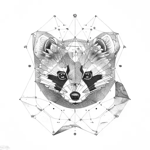 A celestial map with Gemini constellation and hidden raccoon elements tattoo design idea