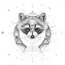 A celestial map with Gemini constellation and hidden raccoon elements tattoo design idea