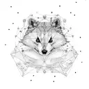 A celestial map with Gemini constellation and hidden raccoon elements tattoo design idea