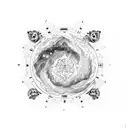 A celestial map with Gemini constellation and hidden raccoon elements tattoo design idea