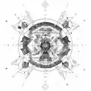 A celestial map with Gemini constellation and hidden raccoon elements tattoo design idea