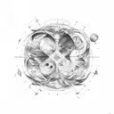 A celestial map with Gemini constellation and hidden raccoon elements tattoo design idea