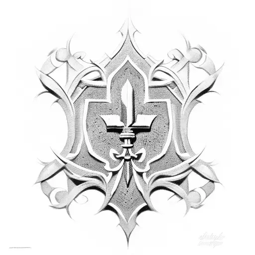 fleur de lys sur une croix lorraine  tattoo design idea