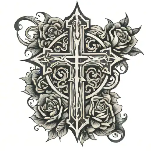 cross with words  tattoo design idea