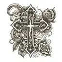 cross with words  tattoo design idea
