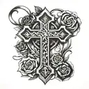 cross with words  tattoo design idea