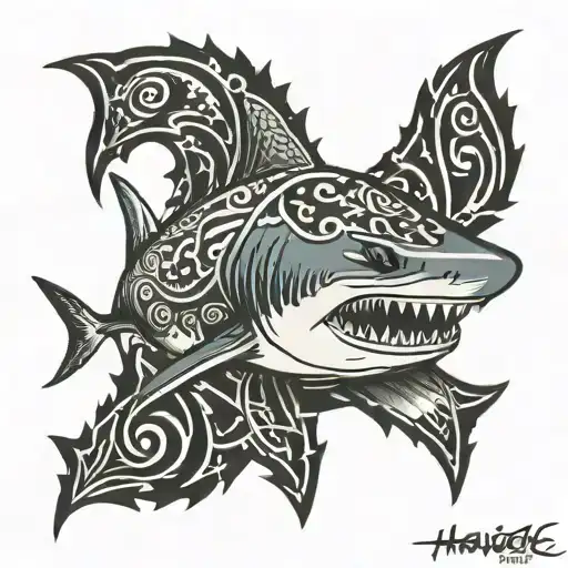 shark, hawii, tribal tattoo design idea