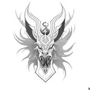 Create a blackwork tattoo depicting a demonic creature riding a horse tattoo design idea