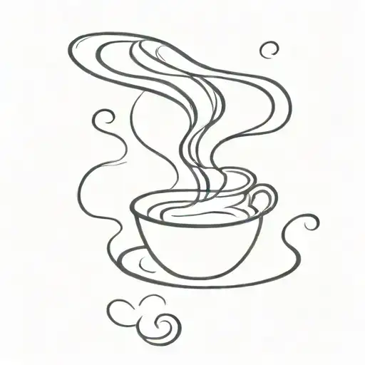 coffee, one line, N cursive on smoke forming the shape tattoo design idea