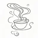 coffee, one line, N cursive on smoke forming the shape tattoo design idea