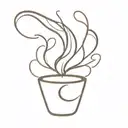 coffee, one line, N cursive on smoke forming the shape tattoo design idea