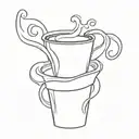 coffee, one line, N cursive on smoke forming the shape tattoo design idea