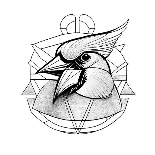 art deco cardinal tattoo design idea