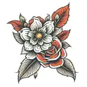 plain red arm band with flower tattoo tattoo design idea