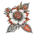 plain red arm band with flower tattoo tattoo design idea