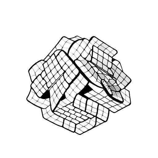 abstract rubiks cube with cool effects through it tattoo design idea