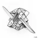 rubiks cube with cool swords going through it tattoo design idea